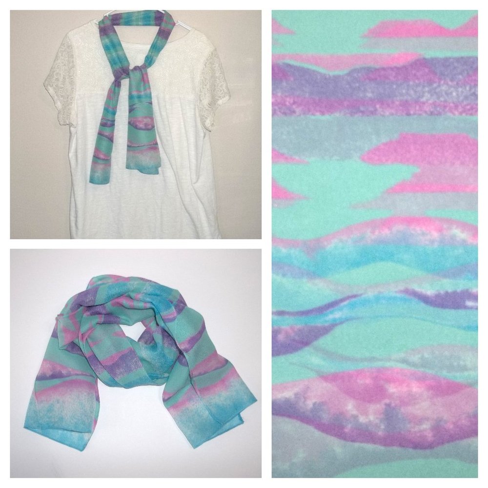 Scarf Turquoise Blue Pink Purple Thin Lightweight Long Fashion Accessory S52